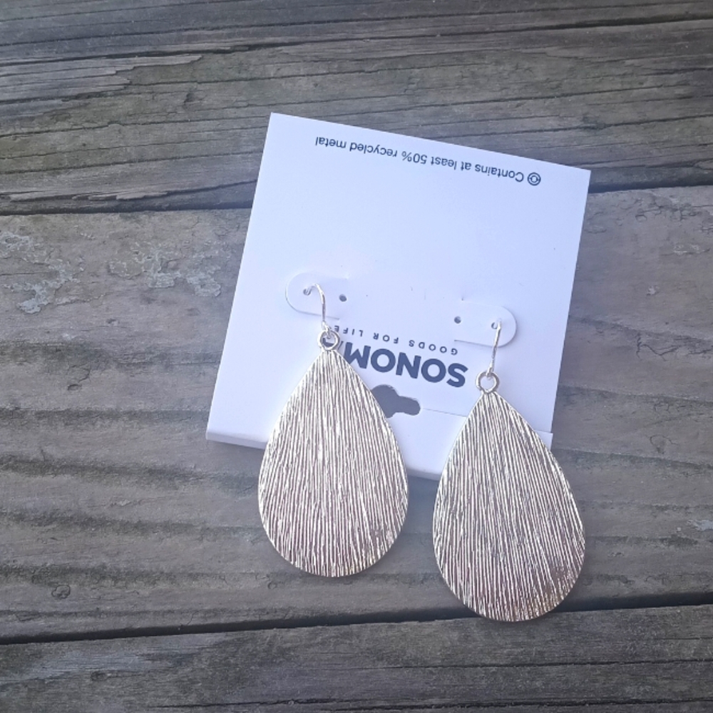 Silver Textured Teardrop Earrings